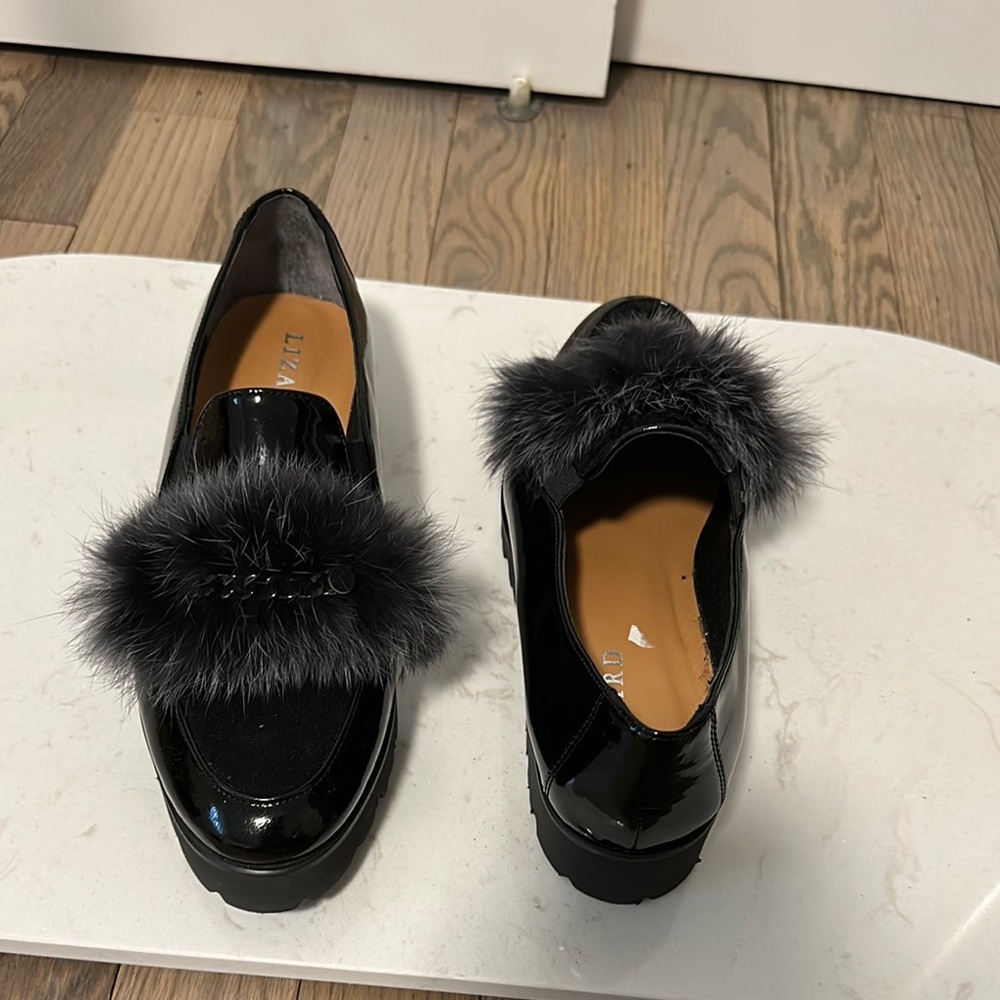 Black Faux Fur Loafers